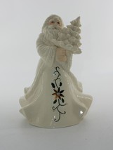 Vtg Palm Tree 2001 White Ceramic Wind Up Music Santa Clause is Coming To Town 9&quot; - £23.59 GBP