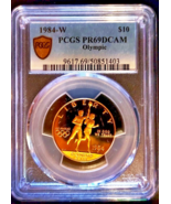 1984-W $10 Olympic Gold Commemorative Deep Cameo Proof Coin PCGS PR69DCAM - $2,845.25