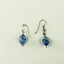 ✅ Pair Jewelry Pierced Earrings Sterling Silver 925 Dangle Blue Gold Gla... - £6.36 GBP