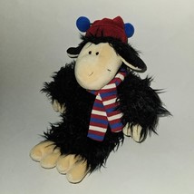 Nici Germany Black Sheep Plush Striped Scarf Hat Stuffed Animal Toy Lovey - £27.09 GBP