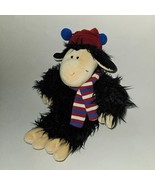 Nici Germany Black Sheep Plush Striped Scarf Hat Stuffed Animal Toy Lovey - £27.09 GBP