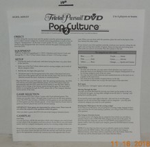 2005 Hasbro Trivial Pursuit DVD Pop Culture 2 Replacement Rules Of Play Sheet - $4.81