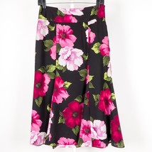 Studio Liz Claiborne Women Skirt 4 Petite Floral Black Pink Pleated Modest Flare - £15.66 GBP