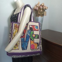 BRIGHTON Groove II BAG Tote LOVE Canvas Colorful Zip Pocket LARGE RETRO - $72.19