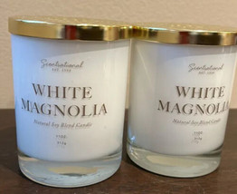 2 Scentsational Candle White Magnolia Jar 11 Oz  Metal Lid - £43.93 GBP