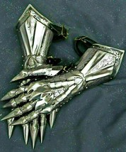 Gauntlet Gloves medieval Pair Accents Knight Crusader Armor Steel Gauntlet Larp - £103.77 GBP