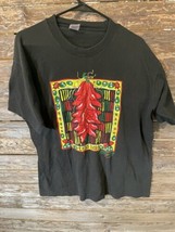 Cayenne Red Chili Peppers Tejas Texas Shirt Vtg Black Single Stitch Size... - £30.99 GBP