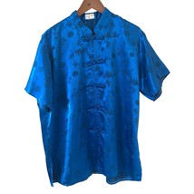 Vintage Handmade Women Kimono Top 100% Silk Blue XXL Asian Art to Wear T... - $29.99