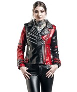 LADIES HARLEY QUINN STUDDED PU LEATHER JACKET - ALL SIZES AVAILABLE - £103.77 GBP