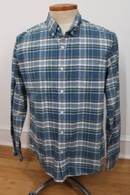 J Crew Factory L Blue Plaid Slim Fit Long Sleeve Oxford Shirt C4283 - £20.87 GBP