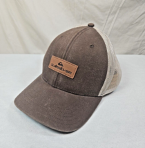 Quiksilver Leather Patch Distressed Hat Cap Mesh Back Trucker OSFM - $9.95