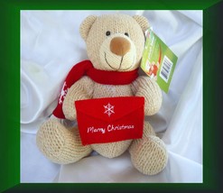 Vtg Christmas Bear Plush American Greetings Card Holder $$$ Stuffed Animal - £6.17 GBP