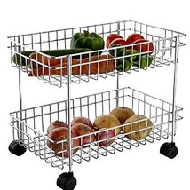 Stainless Steel Modern Kitchen Storage Rack Folding Perforated Design Trolley Sp - £44.74 GBP