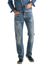 Lucky Brand Mens Fletcher Blue Wash 121 Slim Fit Unfinished Hem Jeans 36W 5559-4 - £36.23 GBP