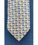 PETERBOROUGH ROW Bloomingdales TURTLES Yellow Blue Men's Silk Neck Tie - $24.74