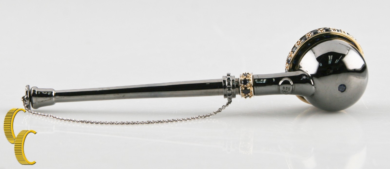 925 Argento Sterling & 14K Oro Giallo Con Zaffiro 3-piece & Poker Tubo Item image 4