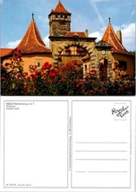 Germany Bavaria Rothenburg ob der Tauber Roeder Gate Red Flowers VTG Postcard - £7.34 GBP