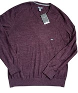 Van Heusen Sweater Mens Large Burgundy Merino Wool V-Neck Machine Washab... - $431.91 MXN