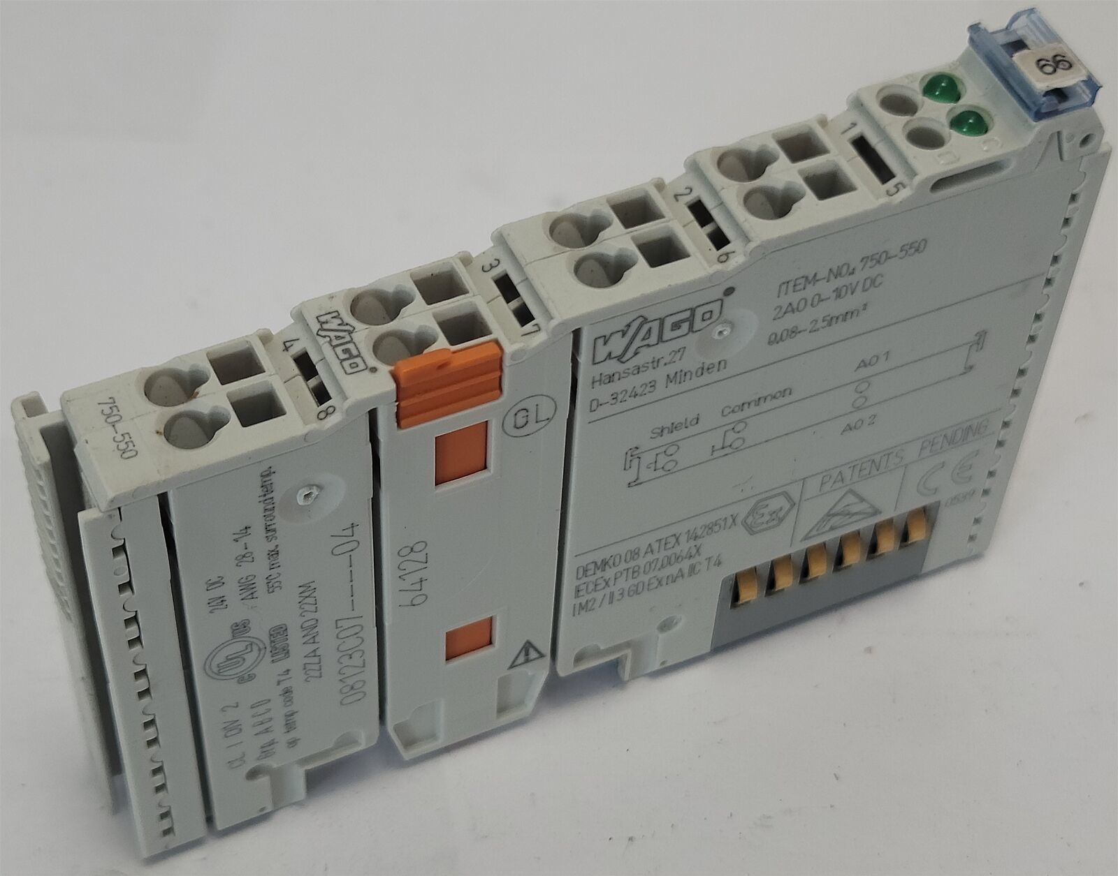 Wago 750-550 2-Channel Analog Output Module 2A00 10VDC - $19.57