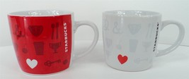 Starbucks Things I Love Valentine&#39;s Day Red &amp; White Espresso Mugs Heart Set - 2 - £17.75 GBP