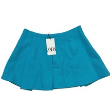 Zara Skort Womens L Blue Boucle Knit Tweed Pleated Mini Preppy Office Siren - $34.35