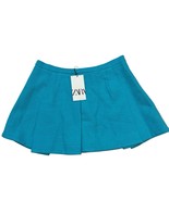 Zara Skort Womens L Blue Boucle Knit Tweed Pleated Mini Preppy Office Siren - €29,41 EUR