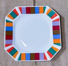 Vintage Imperial San Remo Octagon Salad Plate Colorful Box Border Groovy - £5.46 GBP