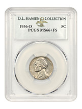 1956-D 5c PCGS MS66+ FS ex: D.L. Hansen - $8,504.48