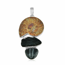 Pure Sterling Silver Ammonite and Trilobite jewelry Pendant/ Valentine/love - $48.14