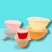 Vintage Tupperware Pastel Nesting Bowls With Lids 233, 234, 235, 236 - £30.28 GBP