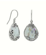 Oxidized Filigree Design Pear Ancient Roman Glass French Wire Earrings - €80,39 EUR