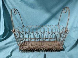 Decorative Brass Metal Rectangular Basket w Handles Farmhouse MCM 14&quot; x ... - $14.95