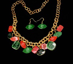 Victorian necklace / bloodstone earrings / Carnelian intaglio cameo / Fob set - £310.83 GBP