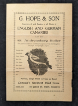 Original Antique G. Hope &amp; Son English &amp; German Canaries Catalog Price List - £31.59 GBP