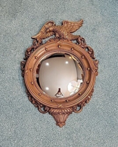 Patriotic Federal Eagle Porthole Mirror Convex VTG SYROCO USA 21in x 15in FLAW - £55.42 GBP