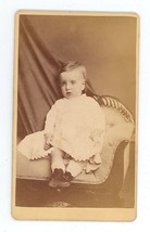 Antique CDV 1876 Seeler Adorable Little 13 mo. Child on Couch Philadelphia, PA - £7.52 GBP