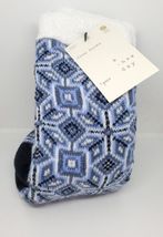 A New Day Women's Mosaic Pattern Double Lined Cozy Crew Socks - Blue/Cream 4-10 image 2