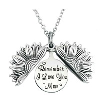 Stainless Steel Opening Sunflower Remember I love You Mom Mothers Day Necklace - £14.63 GBP
