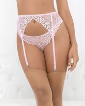 PINK LACE ROMANCE GARTERBELT ADJUSTABLE GARTERS PINK - £12.78 GBP