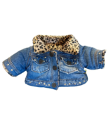 Build A Bear Teddy Bear Purple Denim Jean Jacket Reversible Leopard Prin... - £31.96 GBP