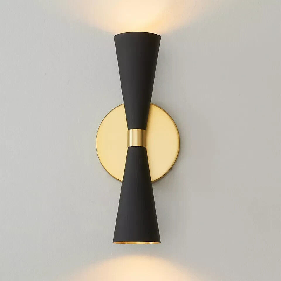 Primary image for Wall Sconce Italian Cone Mid Century Lamp Wall Fixture Two Arm Black Color Lamp