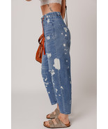 Ashleigh Blue Ripped Splattering Paint Rope Waist Cropped Straight Jeans - $766.32 MXN