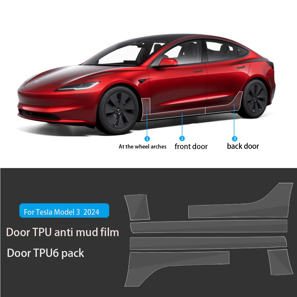  model 3 highland 2023 2024 front door rear door extended protective film invisible car thumb200