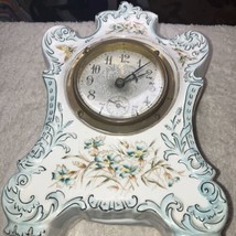 Vintage Antique 1800s NEW HAVEN  Victorian Porcelain Wind-Up Bedroom Alarm Clock - £260.84 GBP