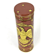 Metal Tin Canister Wood Look Embossed Golden Eagle - $47.44 CAD