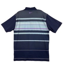 Nike Golf Polo Shirt Men’s Medium Blue Striped Short Sleeve - £15.01 GBP