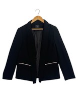 Tahari Blazer Womens 10 Black Crepe Pockets Open Front Career Office Wor... - $59.39
