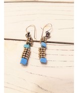 Turquoise Column Earrings, ear wire or clip on - $15.00