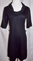 H &amp; M Dress Cowl Neck Stretch A-Line Short Sleeve Black size 8 - £10.28 GBP