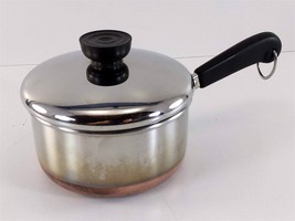 1801 REVERE Ware 1 Quart Sauce Pan Copper Clad Clinton ILL - £17.88 GBP